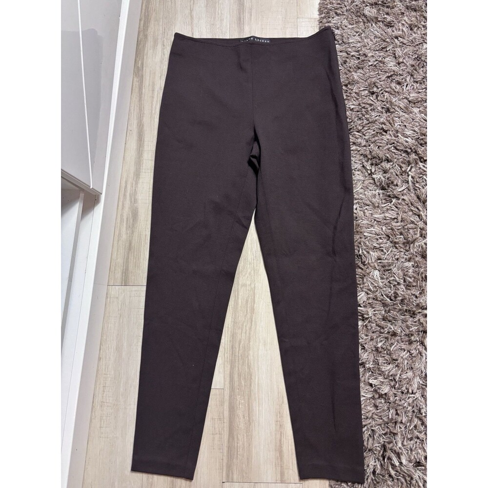 Ralph Lauren Black Label Womens Side Zip Pleated Trouser Pants Brown Size M